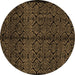 Round Machine Washable Abstract Brown Modern Rug, wshabs5108brn