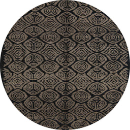 Round Machine Washable Abstract Brown Rug, wshabs5108