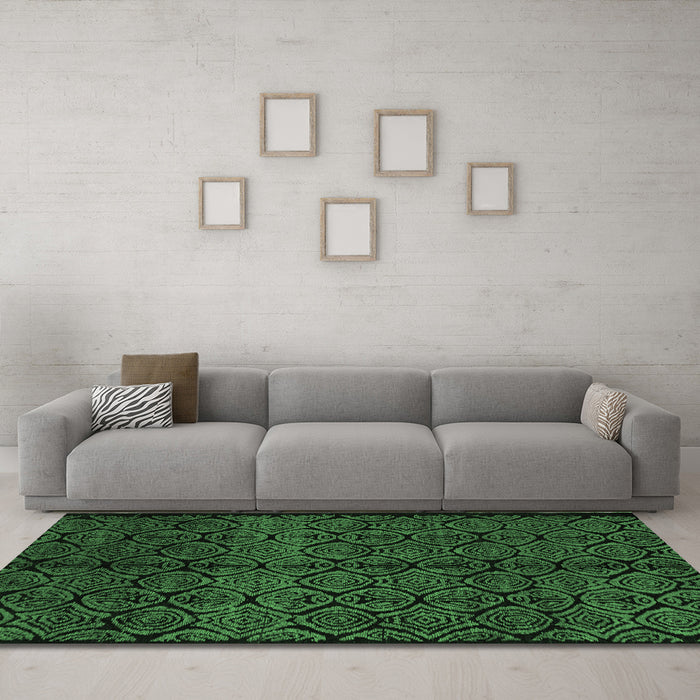 Machine Washable Abstract Emerald Green Modern Area Rugs in a Living Room,, wshabs5108emgrn