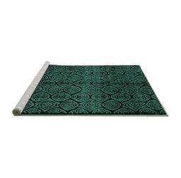 Sideview of Machine Washable Abstract Turquoise Modern Area Rugs, wshabs5108turq