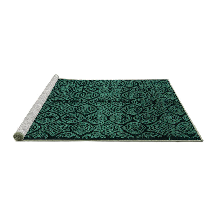Sideview of Machine Washable Abstract Turquoise Modern Area Rugs, wshabs5108turq