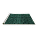 Sideview of Machine Washable Abstract Turquoise Modern Area Rugs, wshabs5108turq