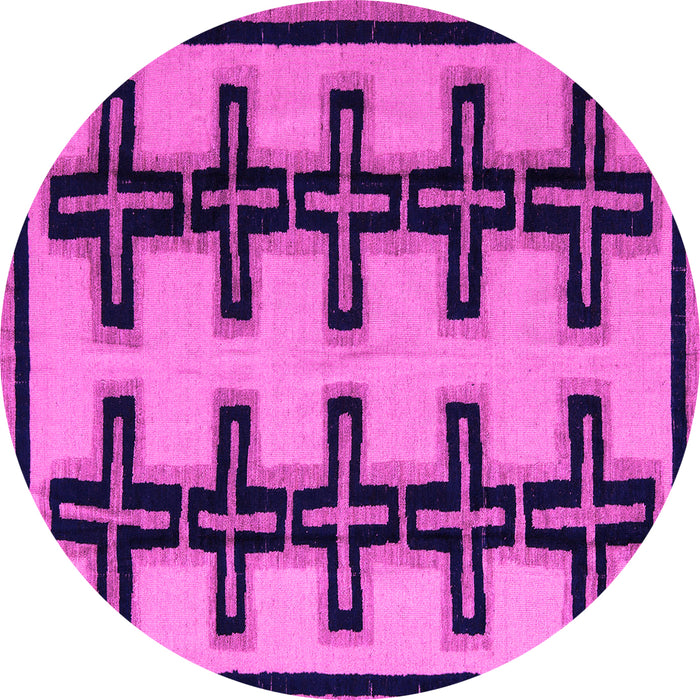 Round Machine Washable Abstract Pink Modern Rug, wshabs5109pnk