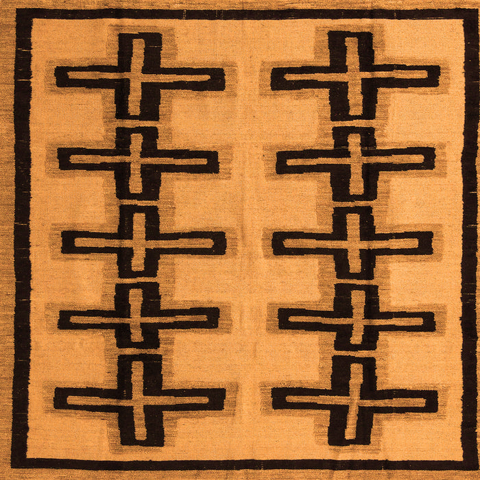 Square Machine Washable Abstract Orange Modern Area Rugs, wshabs5109org