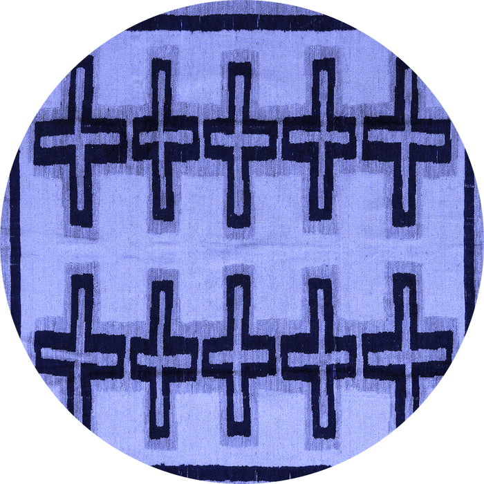 Round Abstract Blue Modern Rug, abs5109blu