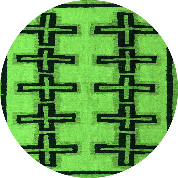 Round Machine Washable Abstract Green Modern Area Rugs, wshabs5109grn