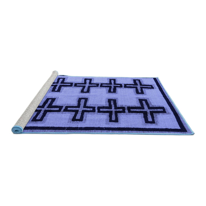 Sideview of Machine Washable Abstract Blue Modern Rug, wshabs5109blu