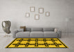 Machine Washable Abstract Yellow Modern Rug in a Living Room, wshabs5109yw