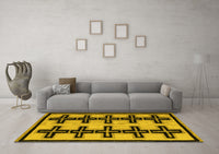 Machine Washable Abstract Yellow Modern Rug, wshabs5109yw