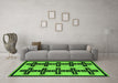 Machine Washable Abstract Green Modern Area Rugs in a Living Room,, wshabs5109grn