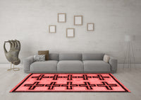 Machine Washable Abstract Red Modern Rug, wshabs5109red