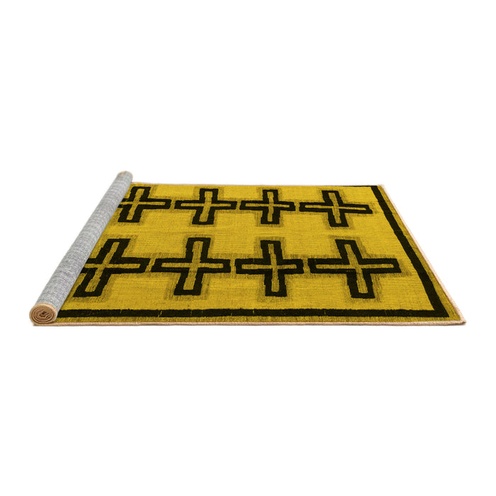 Sideview of Machine Washable Abstract Yellow Modern Rug, wshabs5109yw
