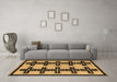 Machine Washable Abstract Brown Modern Rug in a Living Room,, wshabs5109brn