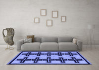 Machine Washable Abstract Blue Modern Rug, wshabs5109blu