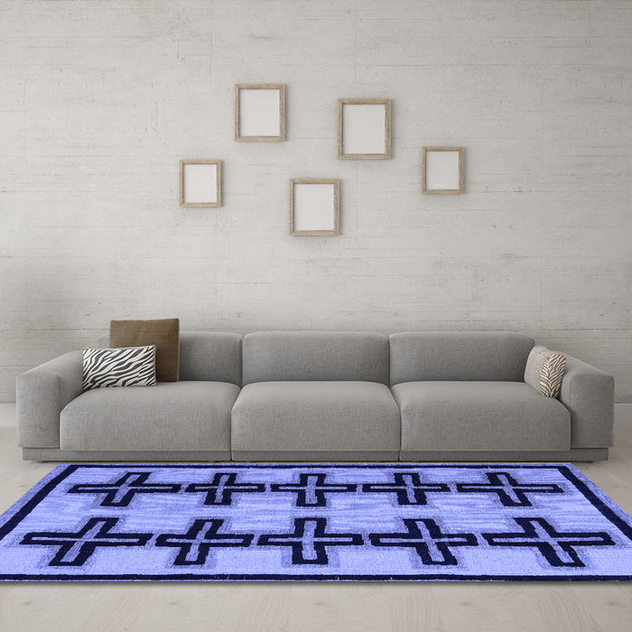 Machine Washable Abstract Blue Modern Rug in a Living Room, wshabs5109blu