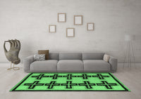 Machine Washable Abstract Emerald Green Modern Rug, wshabs5109emgrn