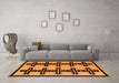 Machine Washable Abstract Orange Modern Area Rugs in a Living Room, wshabs5109org