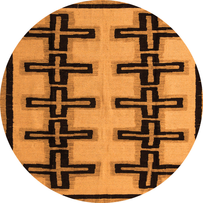 Round Abstract Orange Modern Rug, abs5109org