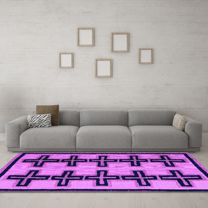 Machine Washable Abstract Purple Modern Area Rugs in a Living Room, wshabs5109pur