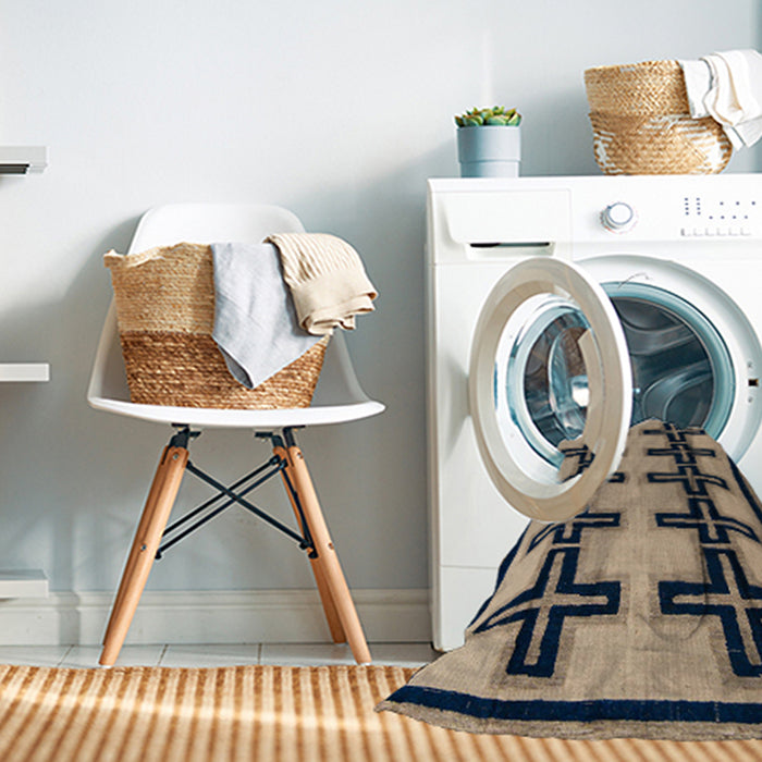 Machine Washable Abstract Brown Sugar Brown Rug in a Washing Machine, wshabs5109