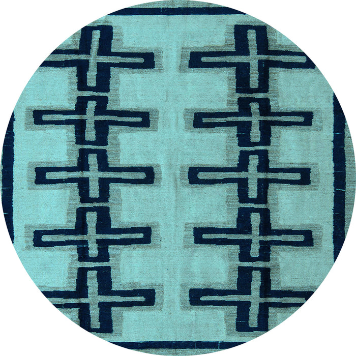 Round Abstract Light Blue Modern Rug, abs5109lblu