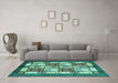 Machine Washable Abstract Turquoise Modern Area Rugs in a Living Room,, wshabs510turq