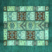 Square Machine Washable Abstract Turquoise Modern Area Rugs, wshabs510turq