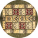 Round Abstract Brown Modern Rug, abs510brn