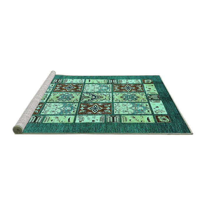 Sideview of Machine Washable Abstract Turquoise Modern Area Rugs, wshabs510turq