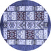 Round Abstract Blue Modern Rug, abs510blu