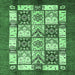 Square Machine Washable Abstract Emerald Green Modern Area Rugs, wshabs510emgrn