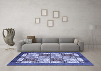 Machine Washable Abstract Blue Modern Rug, wshabs510blu