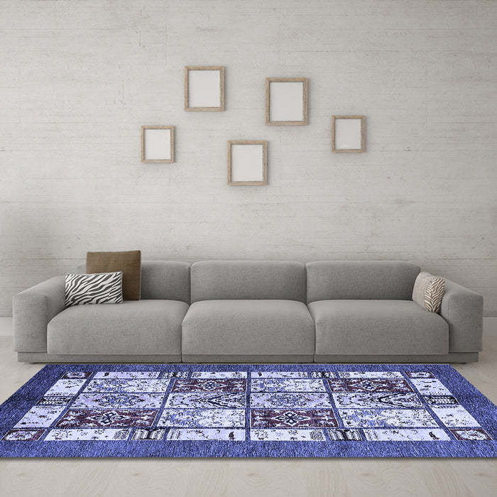 Machine Washable Abstract Blue Modern Rug in a Living Room, wshabs510blu