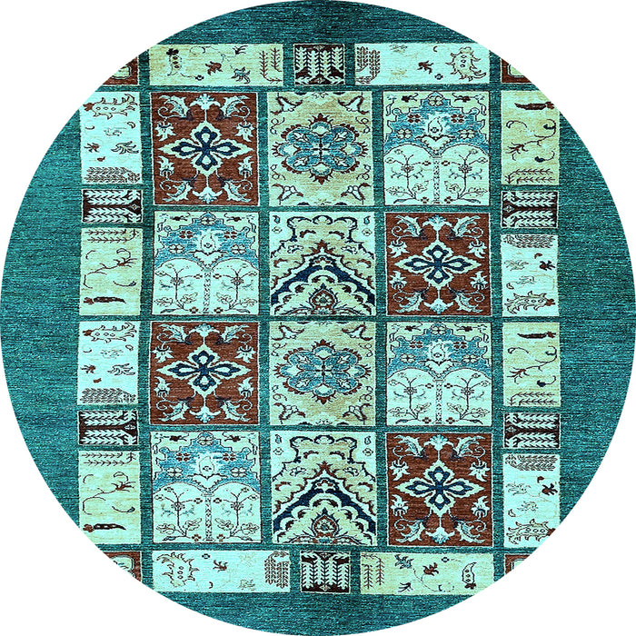Round Abstract Light Blue Modern Rug, abs510lblu
