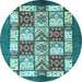 Round Abstract Light Blue Modern Rug, abs510lblu