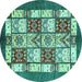 Round Abstract Turquoise Modern Rug, abs510turq