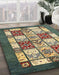 Machine Washable Abstract Ginger Brown Green Rug in a Family Room, wshabs510