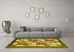 Machine Washable Abstract Yellow Modern Rug in a Living Room, wshabs510yw