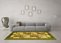 Machine Washable Abstract Yellow Modern Rug, wshabs510yw