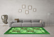 Machine Washable Abstract Green Modern Area Rugs in a Living Room,, wshabs510grn