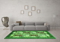 Machine Washable Abstract Green Modern Rug, wshabs510grn