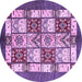 Round Machine Washable Abstract Purple Modern Area Rugs, wshabs510pur