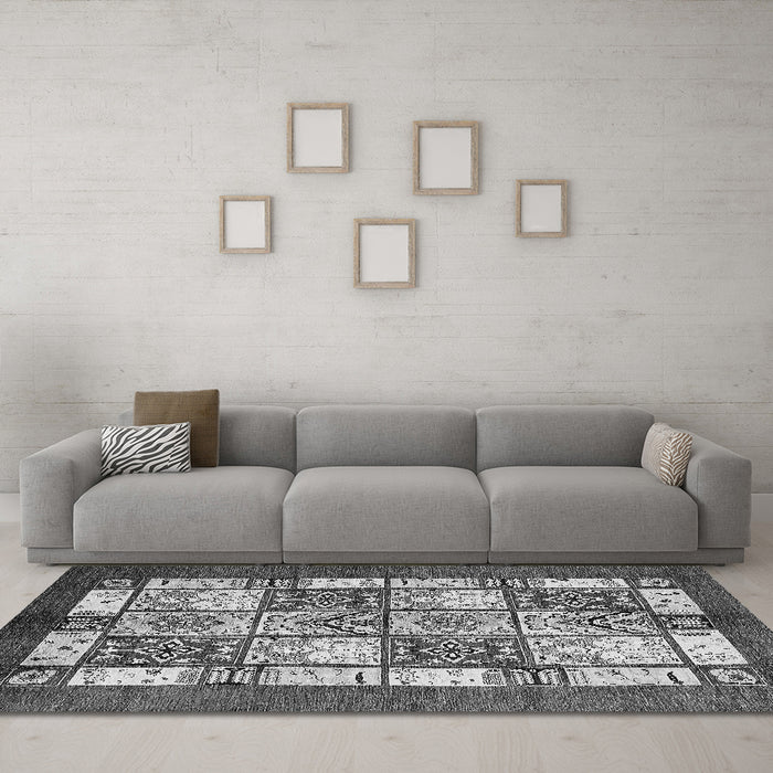 Machine Washable Abstract Gray Modern Rug in a Living Room,, wshabs510gry