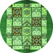 Round Machine Washable Abstract Green Modern Area Rugs, wshabs510grn