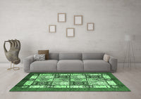 Machine Washable Abstract Emerald Green Modern Rug, wshabs510emgrn