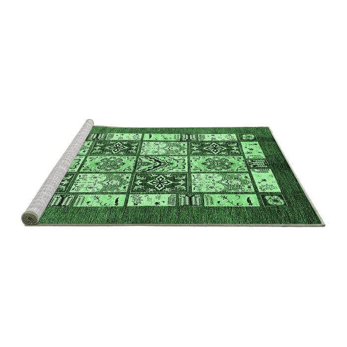 Sideview of Machine Washable Abstract Emerald Green Modern Area Rugs, wshabs510emgrn