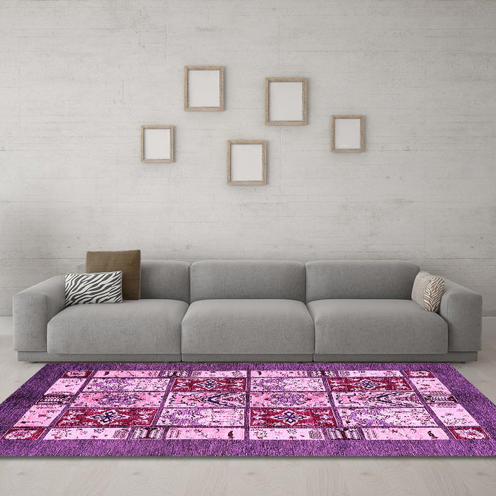 Machine Washable Abstract Pink Modern Rug in a Living Room, wshabs510pnk
