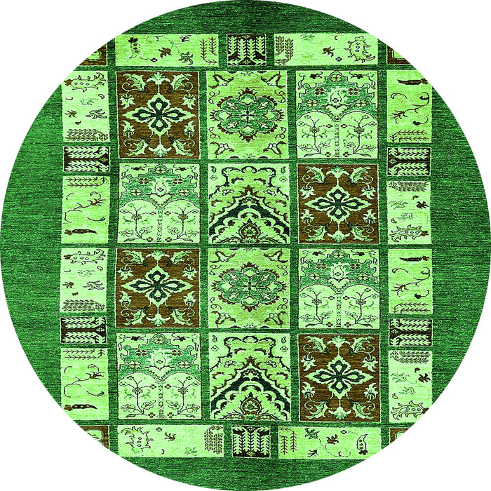 Round Abstract Green Modern Rug, abs510grn