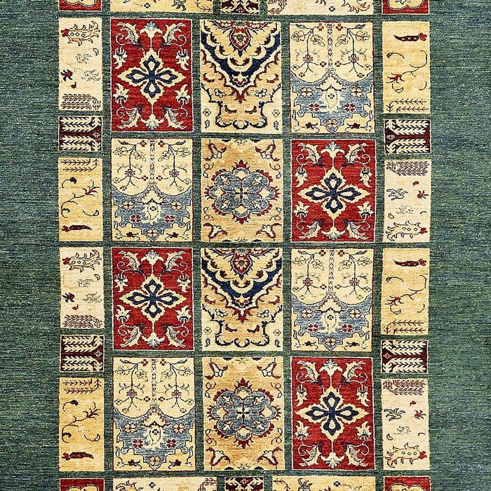 Machine Washable Abstract Ginger Brown Green Rug, wshabs510