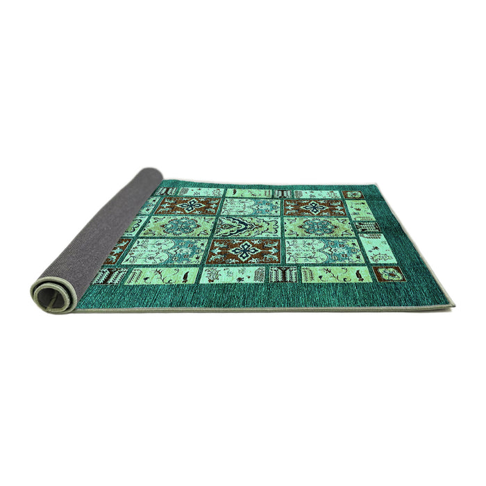 Sideview of Abstract Turquoise Modern Rug, abs510turq